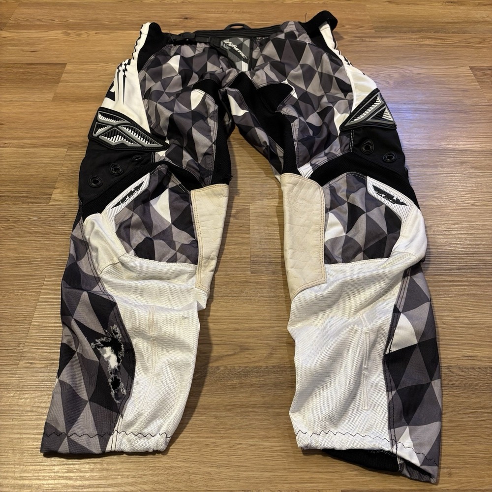 Fly Racing Kinetic MotoCross Pants Size 38 Fits 36 Dirt Bike Gray And White READ